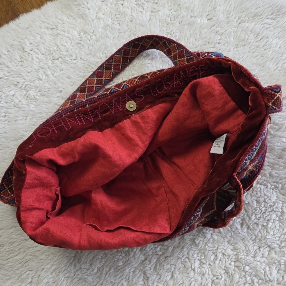 Johnny Was Othilia Embroidered Velvet Tote Bag Floral Handbag Purse Silk Rayon - Picture 7 of 11